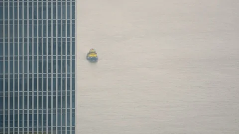 Boat Driving Through City Stock Footage 127035735