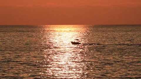 Boat at dusk Stock Footage 256238093