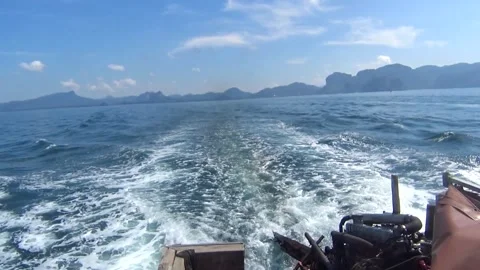 Boat Engine on Ferry On the Sea Making Waves, Close Up Video stock 276050281