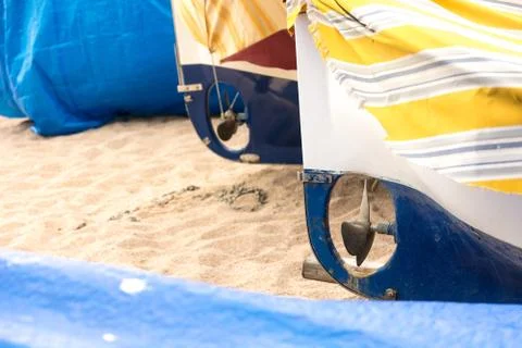 Boat engine propeller. on the beach de mar Stock Photos