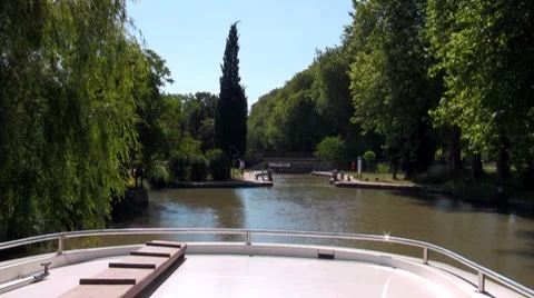 Boat enters the lock Stock Footage 7748589
