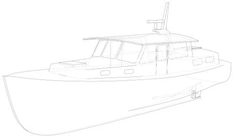 Boat. EPS10 format. Wire-frame Vector created of 3d. EPS10 format Illustrazione stock