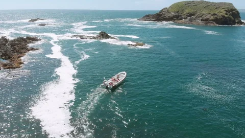 Boat excursion on the islets of Chiloe Stock Footage 108936820