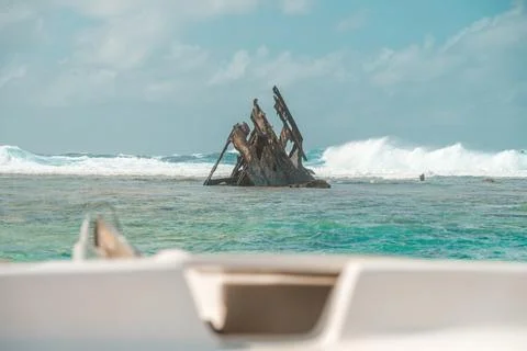 Boat excursion in Mauritius - shipwreck Stock Photos