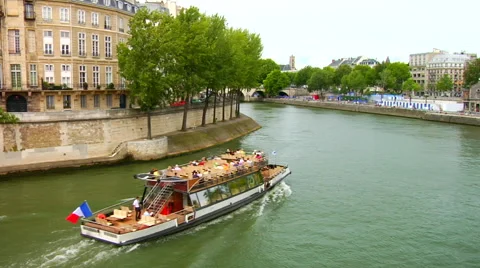 Boat Excursion on The Seine  Stock Footage 47534040