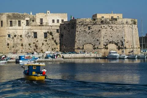 Boat falls in the harbor Stock Photos