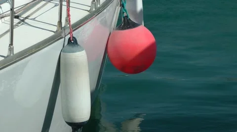 Boat fender side protector red movement Stock Footage 48606884