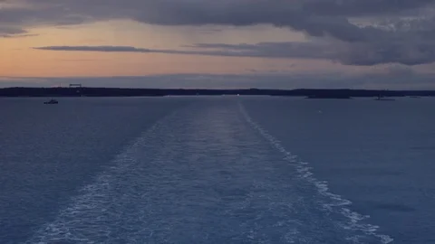 The boat ferry view sunset Stockbeeldmateriaal 81099665