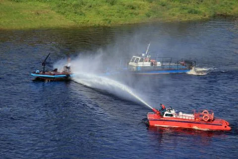 Boat fire Stock Photos