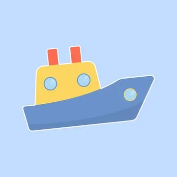 Boat in flat childlish style. Vector child illustration Stock Illustration