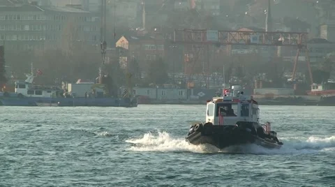 Boat float on the Bosphorus. Istanbul Stock Footage 50943147