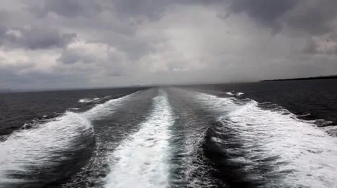 The boat floating in the blue Dnieper waters Stock Footage 54054020