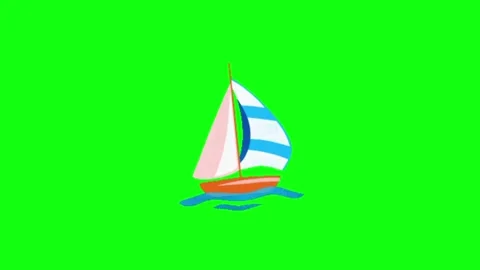 Boat Floating on Green Screen Vídeo Stock 336260607