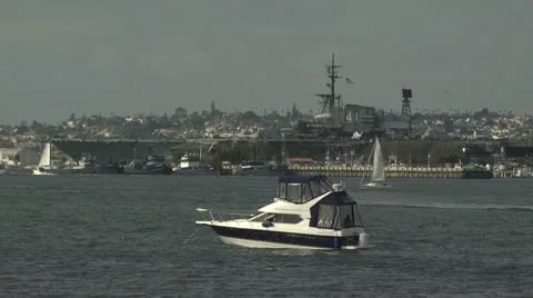 Boat Floating In A Harbor Video stock 19129900