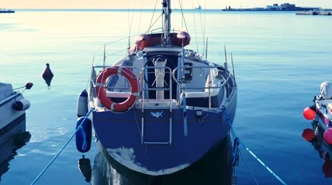 Boat floating in harbour Video stock 68596017