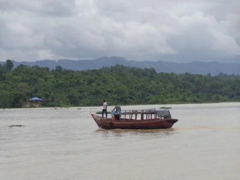 Boat Floating Fotos de archivo