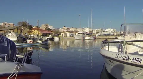 Boat floating in port Stock Footage 41968639