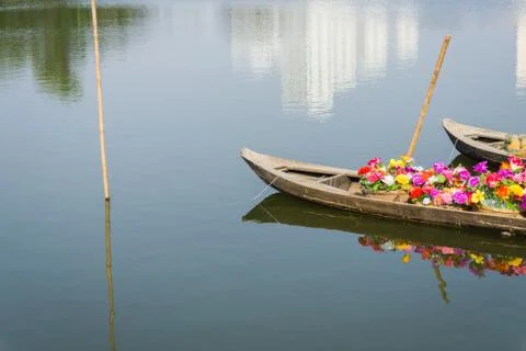 Boat floating in the river Stock Photos