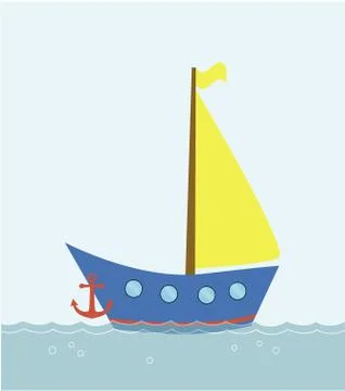 Boat floating in the sea, vector Stock-Illustration