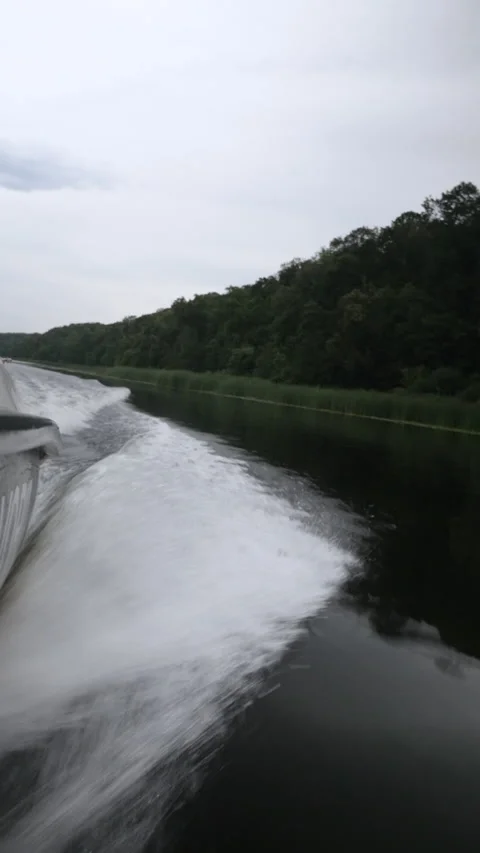 The boat is floating on the water Stock Footage 157985617