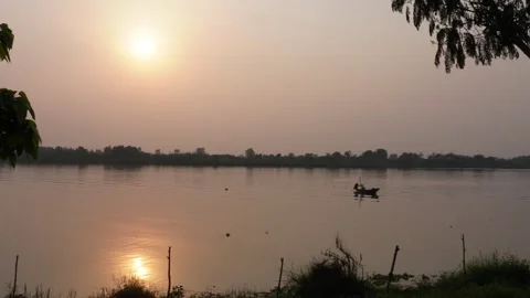 A boat is floating on the water Stock Footage 304060566