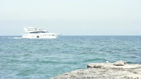 Boat floating on the waves of the Black Sea Stock-Footage 11138517