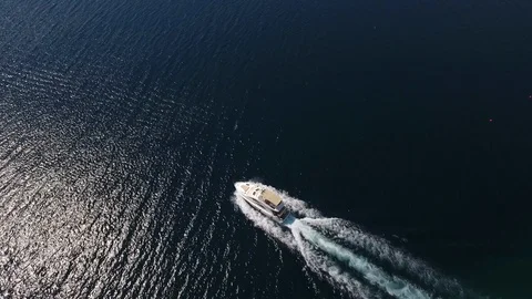 The boat is floating on the waves Stock Footage 124557521