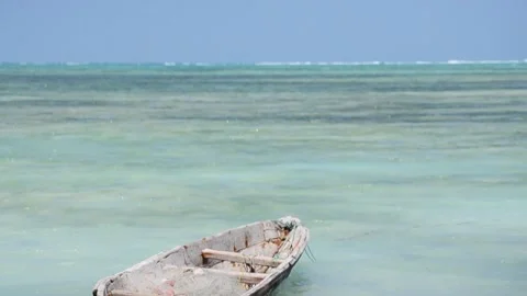 Boat floating on the waves of the sea Stock Footage 135225320