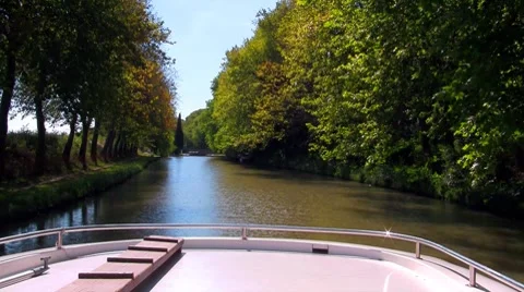 Boat floats on the river Stock Footage 7640106