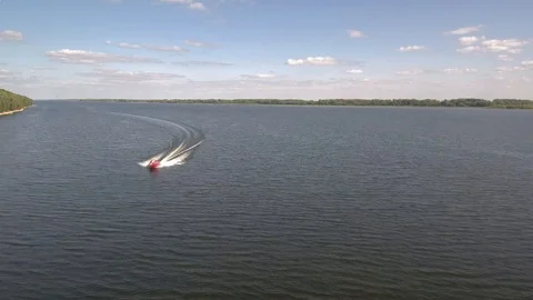 Boat floats on the river. Stock Footage 94905829