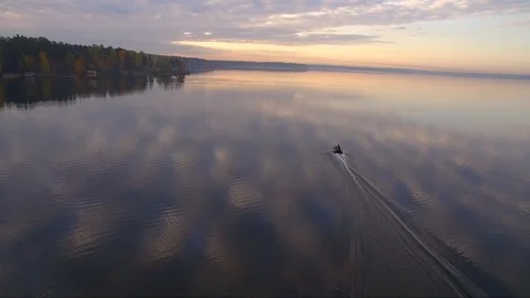 Boat floats on water Stock Footage 100269054