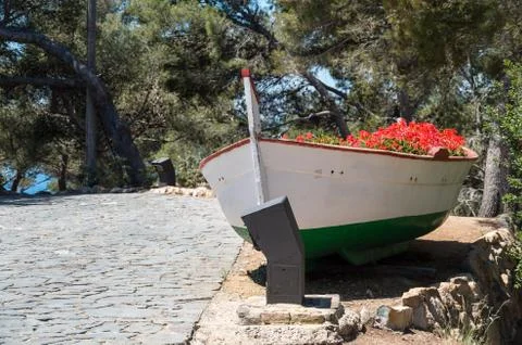 Boat with flowers Stock Photos