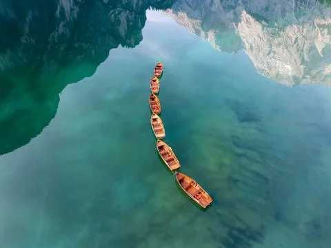 Boat formation reflection Fotos de archivo