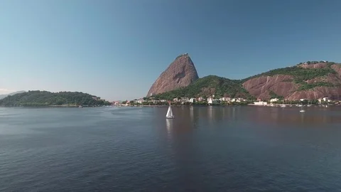 Boat in front of the Sugar Loaf. Stock Footage 81133297