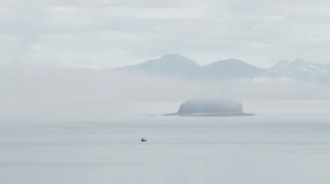 Boat in front of tranquil landscape Stock Footage 32677771