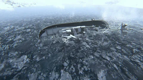 Boat on frozen lake Stock Footage