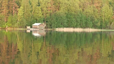 Boat garage at sunset 2  Stock Footage 131267