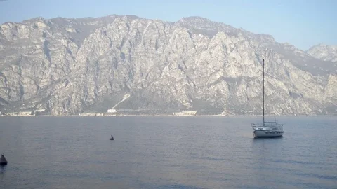 Boat on garda lake Video stock 80860809