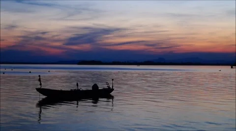 Boat in the gentle sundown Stock Footage 62788991