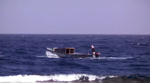 Boat goes over the waves  Stock Footage 1216290