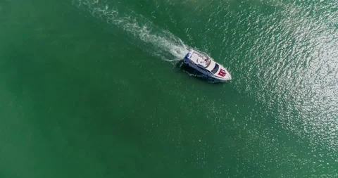 Boat going across Biscayne Bay Stock Footage 155195496