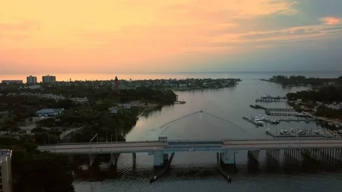 Boat Going to Atlantic Ocean in Jupiter Beach Florida Inlet Stock Footage 102236908