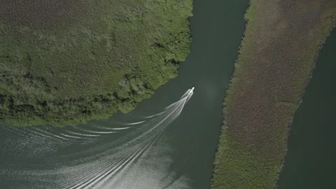 Boat going down river. Stock Footage 270311496