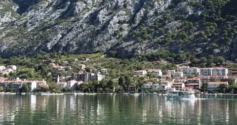 Boat Going Through Frame. Boka Bay, Montenegro Stock Footage 140278234