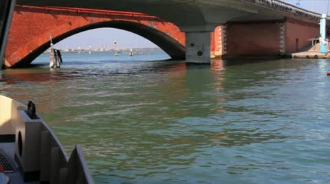 Boat going under Bridge Stock Footage 21893743