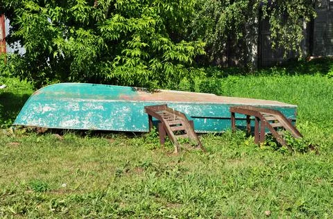 The boat is on the ground. Stock Photos