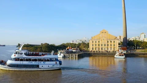 Boat on the Guaiba River Stock-Footage 112088215