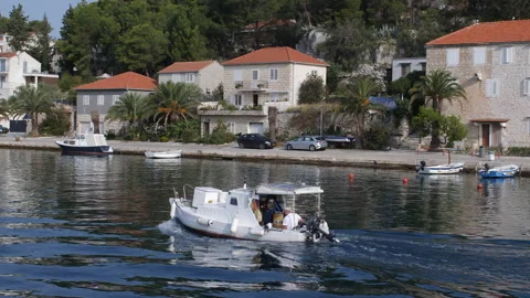 Boat in the harbor, Croatia Stock Footage 163384559