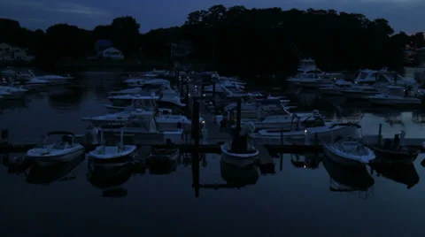 Boat Harbor at Dusk Stock Footage 28057510