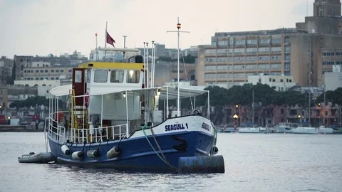 Boat in the harbor Stock Footage 77465485